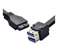 CY Cavo USB 3.0 impilabile a doppia porta femmina tipo A tipo DIP per scheda madre con connettore a 20 pin e 19 pin con piedini fissi, 50 cm