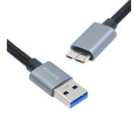 CY Cavo USB 3.0 Tipo-A Maschio a Micro 3.0 B Maschio Argento 5Gbps per Disk SSD Fotocamera Dati 30cm
