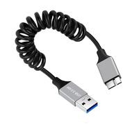CY Cavo USB 3.0 Tipo-A Maschio a Micro-USB3.0 Maschio Cavo Elasticizzato Spiralato Estensione 100cm 5Gbps per Disco Telefono Fotocamera Dati