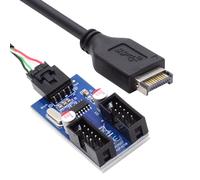 CY Cavo USB 3.1 pannello frontale header tipo E a 4 pin alloggiamento IDC USB tipo A maschio 1 a 2 femmina scheda madre header 9 pin adattatore HUB moltiplicatore di porte