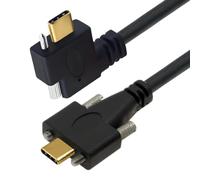 CY Cavo USB 3.1 Type-C maschio a doppia vite con bloccaggio a vite singola, angolato a 90 gradi, da sinistra a destra, 10 Gbps, per montaggio a pannello.