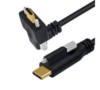 CY Cavo USB 3.1 Type-C maschio con vite singola e doppia vite a testa zigrinata, angolato a 90 gradi, 10 Gbps, per montaggio a pannello.