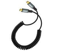 CY Cavo USB-C USB4 a spirale elasticizzato 20 Gbps 100 W 8 K per tastiera portatile Tablet Tipo C Cavo dati di alimentazione da maschio a maschio