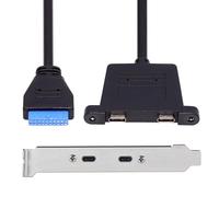 CY Cavo USB3.0 scheda madre 19/20Pin a USB-C Type-C Dual Ports PCI-E femmina Pannello posteriore 5Gbps Cavo