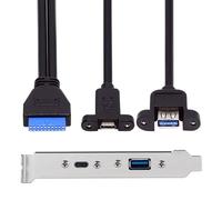 CY Cavo USB3.0 scheda madre 19/20pin a USB-C Type-C e USB 3.0 Dual Ports PCI-E femmina pannello posteriore 5Gbps cavo