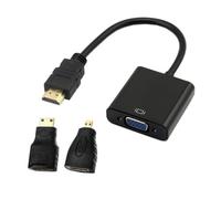 CY colore nero sorgente HDMI a VGA femmina uscita cavo con micro e mini adattatore HDMI per proiettore monitor PC laptop