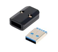 CY Connettore USB 3.0 Tipo-A maschio Connettore a saldare con guscio in lega di alluminio Nero Personalizzazione per cavo da 6,0 mm