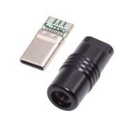 CY Connettore USB 3.1 Tipo C Connettore Tipo di saldatura con alloggiamento in lega di alluminio Nero Adattamento per cavo da 4,0 mm 6,0 mm