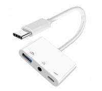 CY Tipo C USB-C a audio AUX da 3,5 mm e USB 2.0 OTG femmina di tipo A con adattatore di ricarica PD compatibile con computer portatile, tablet, telefono