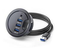 CY USB 3.0 Hub Scheda audio AUX 3 porte USB 60mm Scrivania Grommet Splitter Dock Station Cuffie Microfono Interfaccia audio per PC desktop