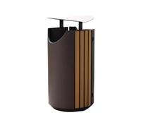 CYairong-22 Pattumiera per esterni Cestino for rifiuti in acciaio zincato, plastica e legno for aree pubbliche esterne Pattumiera, per uso esterno