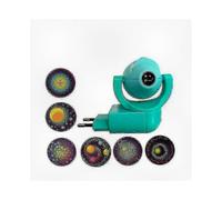 (Cyan) Star Moon Animal Projector LED Night Light for Kids with 6 Patterns, Auto Sensor, EU Plug for Baby Bedroom Nursery Decor