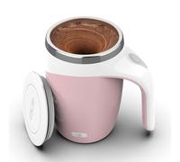 CYANLUX Tazza da caffè auto-mescolante, magnetica automatica, ricaricabile, in acciaio inox, tazza da caffè elettrica con coperchio, per caffè, latte, tè (rosa)
