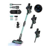 Cyansharp Aspirapolvere Senza Fili, 28KPA Aspirapolvere Potente, 6-in-1 Scopa Elettrica Senza Fili, LED Display, Batteria Rimovibile, 40 Min, per Pavimenti/Tappeti/Peli Animali (Verde)