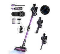 Cyansharp Aspirapolvere Senza Fili, 28KPA Aspirapolvere Potente, 6-in-1 Scopa Elettrica Senza Fili, LED Display, Batteria Rimovibile, 40 Min, per Pavimenti/Tappeti/Peli Animali (Viola)