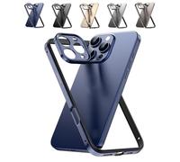 Cyanshell Metal Frame Flat Corner Silicone Case for iPhone, Featuring a metal lens frame, Cyanshell is compatible with the iPhone 14/15/16 Pro Max (For 15 Pro Max,Blue)