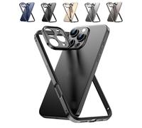 Cyanshell Metal Frame Flat Corner Silicone Case for iPhone, Featuring a metal lens frame, Cyanshell is compatible with the iPhone 14/15/16 Pro Max (For 15 Pro Max,Black)