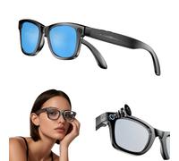 Cyanvue Ai Smart Glasses, 8MP Camera Glasses with Music & Call Features, Camera Glass for Men with 144 Language & Accent, Remote Video Recording, Anti-Blue Light & UV Protection (Blue Lenses)
