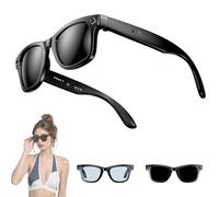 CyanVue AI Smart Glasses,8MP Camera Glasses with Music & Calls, Bluetooth, AI Translator 144 Languages & Accents, Voice Assistant,Clear Sound with Smart Touch Control,for Men Women (Black)