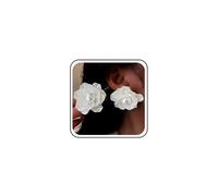 Cybche Boho Acrilico Grande Fiore Orecchini Matrimonio Orecchini Perla Rotonda Bianco Stratificato Resina Floreale Petalo Orecchino Sposa Grande Fiore Borchie Esagerato Floreale Orecchino Gioielli