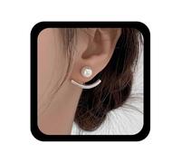 Cybche Boho Bar Ear Jacket Orecchini Argento Perla Orecchino Curvo Bar Orecchini Crescent Moon Jacket Orecchino Perla Ear Crawler Gioielli per le donne
