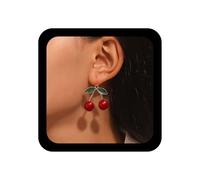 Cybche Boho Rosso Acrilico Ciliegia Orecchini Resina Ciliegia Goccia Orecchini Oro Sweety Frutta Gancio Orecchino Gioielli Per Le Donne