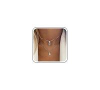 Cybche Collana girocollo vintage a strati con occhio di Fatima in oro, collana con ciondolo a forma di mano di Fatima, collane turche con occhio blu a strati italiane, gioielli di protezione fortunati