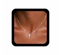 Cybche Collana vintage a forma di croce girocollo delicata con ciondolo a forma di croce religiosa collana con crocifisso religioso minimalista in oro italiano collane a catena gioielli per le donne