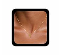 Cybche Collana vintage a forma di croce girocollo delicata con ciondolo a forma di croce religiosa collana con crocifisso religioso minimalista in oro italiano collane a catena gioielli per le donne