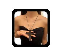 Cybche Collana Vintage Con Croce Nera In Legno Collana Esagerata Con Ciondolo A Croce Grande Collane Gotiche Religiose Con Crocifisso Collane A Catena Satellitari Minimaliste Gioielli Di Dichiarazione