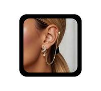 Cybche Orecchini a catena con polsino a forma di stella settentrionale con cristalli bohémien, orecchini a catena con luna, orecchini a stella con nappa, orecchini pendenti a forma di stella dorata