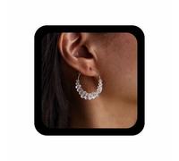 Cybche Orecchini a cerchio in cristallo trasparente bohémien, sottili orecchini a cerchio in oro irregolari orecchini con perline di cristallo minimalisti grandi cerchi Huggie orecchini a perno