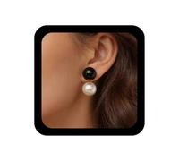 Cybche Orecchini a doppia faccia perla orecchini a doppia faccia perla orecchinis per giacca auricolare minimalista rospo rossiccio Dangle puntini bianco nero rossiccio anteriore posteriore