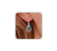 Cybche Orecchini etnici bohémien turchese blu turchese orecchini pendenti con gancio di cristallo CZ goccia orecchino Hollow tribale zingaro occidentale gioielli da spiaggia per le donne