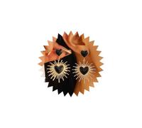 Cybche Orecchini pendenti vintage a forma di cuore smaltato nero esagerato Sunburst Thorn orecchini a cuore doppio cuore amore orecchini gioielli per le donne, Zinco