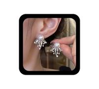 Cybche Orecchini vintage in argento con perle di cristallo e zirconia cubica, orecchini a perno con zirconia cubica, orecchini anteriori e posteriori con strass scintillanti e fuochi d'artificio