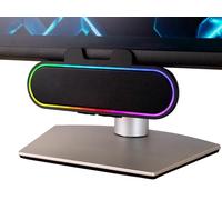 Cyber Acoustics Barra altoparlante USB con luci LED (CA-2890GX) - Barra altoparlante USB per PC e Mac, luci LED dinamiche sincronizzate con musica, morsetti per monitor fino a 1,5 pollici, ideale per