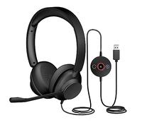 Cyber Acoustics CA Essential ANC & ENC USB Headset (HS-1500USB) - Cuffie USB professionali con tecnologia avanzata di cancellazione del rumore, controlli in linea, comode