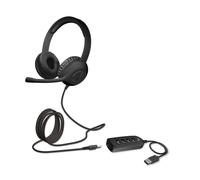 Cyber Acoustics Cuffie stereo con connessione USB o da 3,5 mm (AC-5812), modulo di controllo USB, asta microfono regolabile per PC, Mac o Chromebook