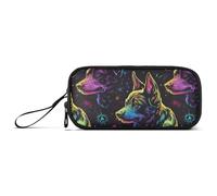 Cyber - Astuccio per matite in nylon con motivo cane fluorescente, grande capacità, per scuola
