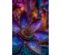 Cyber Bloom Journal: A Dreamy Zen Notebook with a Glowing Metal Purple Flower - Surreal Steampunk Aesthetic for Reflection, Creativity, and Mindfulness"
