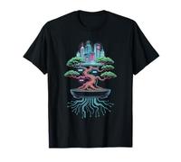 Cyber Bonsai Albero Futuro City Art Streetwear Giapponese Maglietta