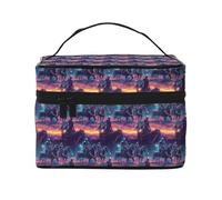 Cyber Cowboy Tramonto Stampa Trucco Borsa Toiletry Borse, Carino Cosmetici Borse per Le Donne, Grande Borsa Organizzatore di Trucco Da Viaggio