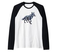 Cyber Fox Robotic Tech Animale Mecha Creatura Maglia con Maniche Raglan