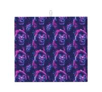 Cyber Lion - Tappetino scolapiatti in microfibra con stampa alla moda, per bancone della cucina, lavabile in lavatrice, super assorbente, 40,6 x 45,7 cm