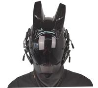 Cyber Mask with Horn Futuristic Mask for Men PC Decorative Punk with Face Cyber Helmet for Cosplay Party Halloween Music Festival Helmet