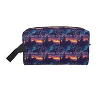 Cyber Neon Western Cowboy Print Toiletry Bag per uomo e donna, borsa da viaggio per articoli da toeletta borsa cosmetica, da appendere per accessori da viaggio