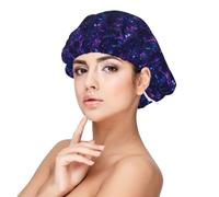Cyber Neon Wolf Print Satin Silk Cofano per donne che dormono, regolabile a doppio strato in raso cuffia per dormire notte per capelli ricci
