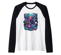 Cyber Octopus Kraken Pirata in Deep Abyss Maglia con Maniche Raglan