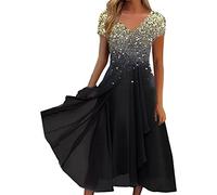 Cyber of Monday 2023 Vestito Plissettato Donna Corto Abito Nero Donna Sexy Abito da Cocktail Curvy Mini Vestiti da Discoteca Prime Big Deal Days Warehouse Amazon Warehouse Deals